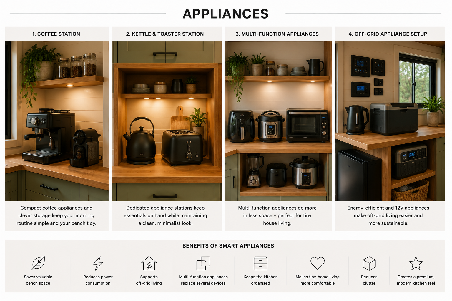 Tiny house kitchen appliance options
