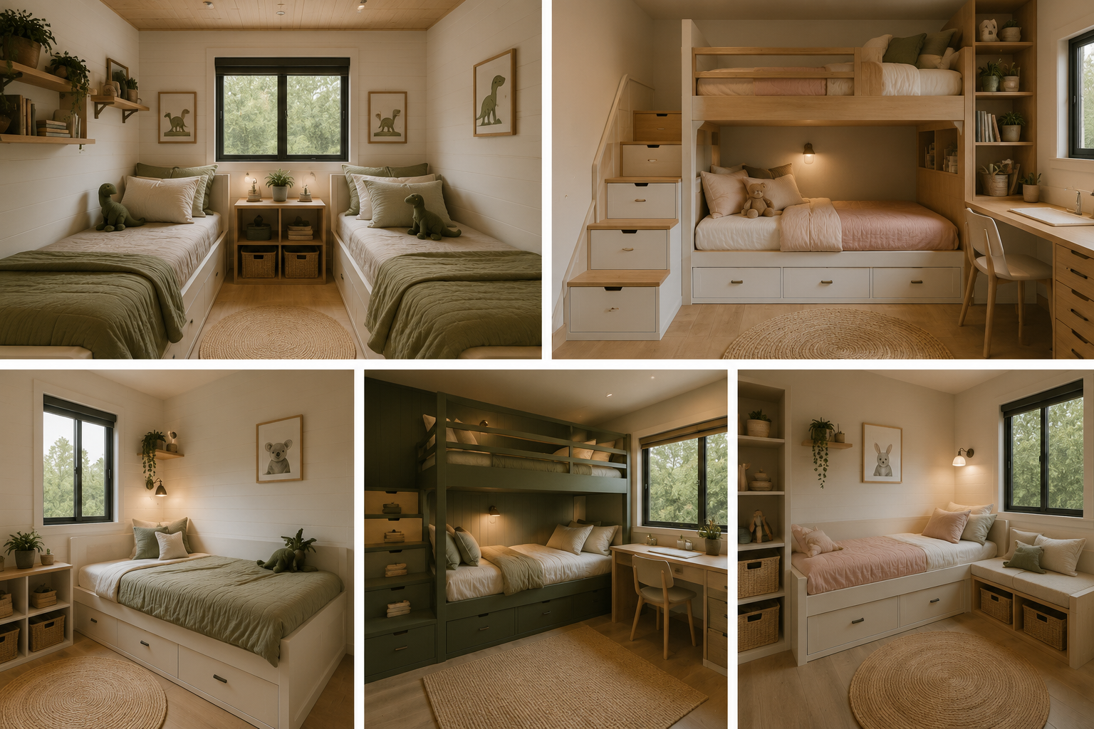 Kids ground floor bedroom in a tiny house