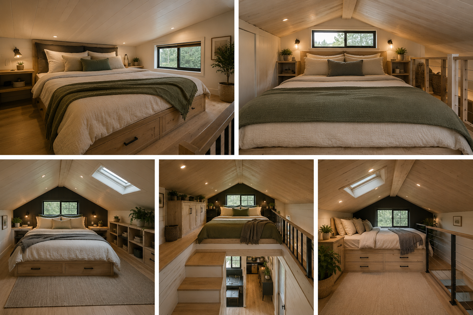 Adults loft bedroom in a tiny house